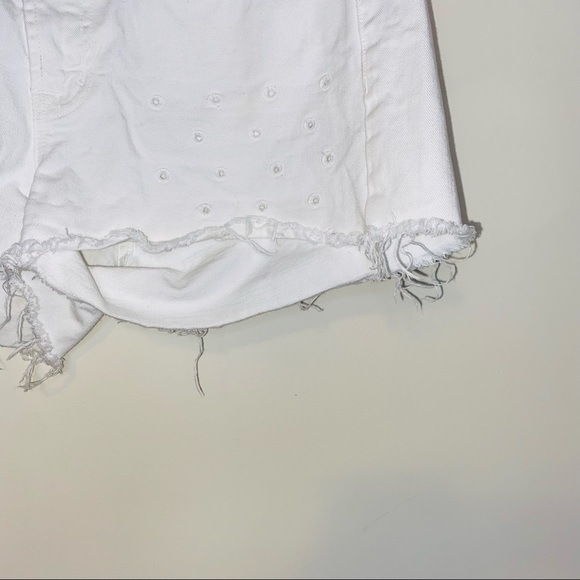 J Brand White Rigid Denim Eyelet Frayed Hem Shorts Size 27 - Picture 7 of 7